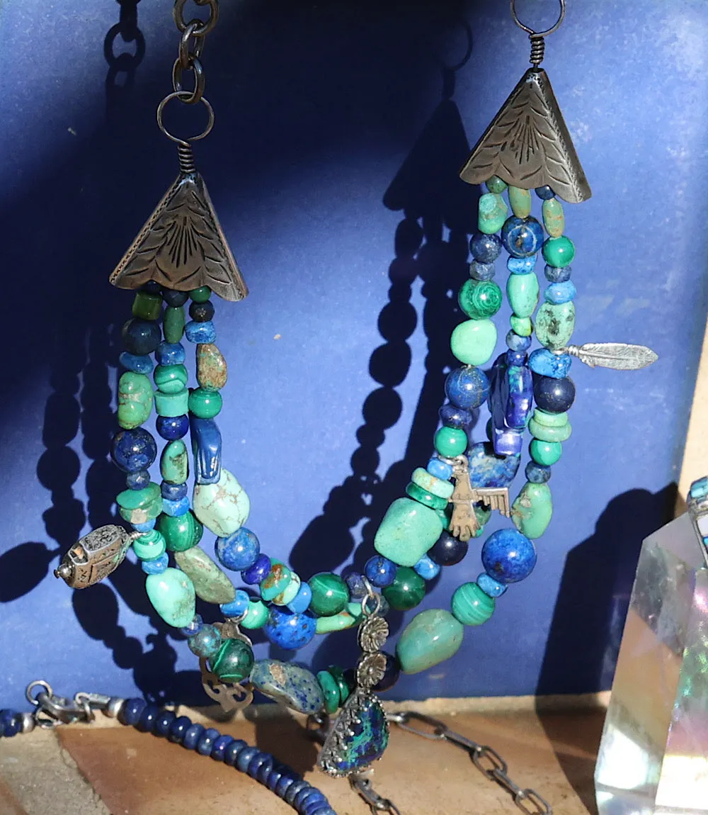 Turquoise, Lapis, Malachite, Multi Strand Necklace sold by Karen Kane product image thumbnail 5