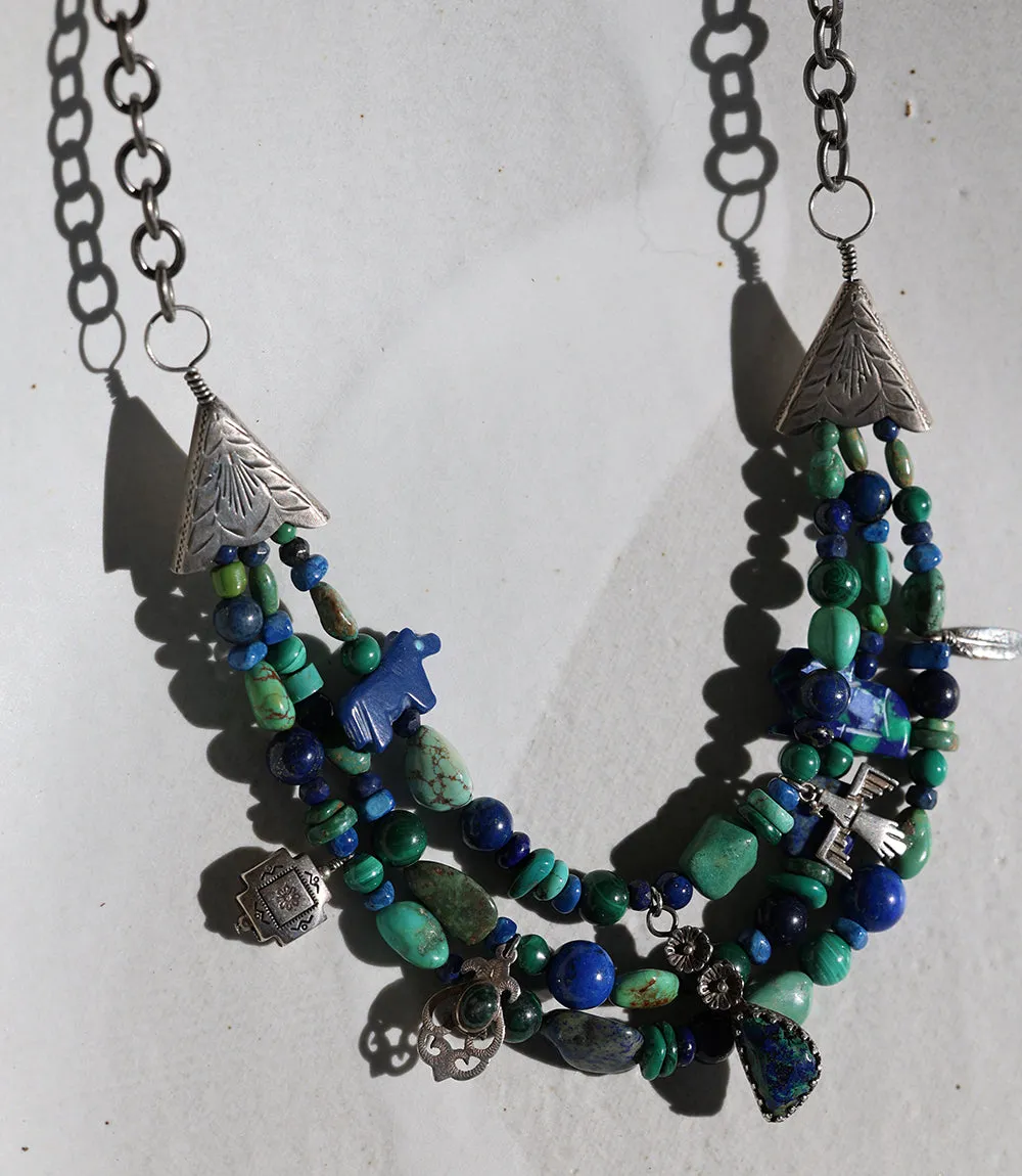 Turquoise, Lapis, Malachite, Multi Strand Necklace sold by Karen Kane product image thumbnail 4