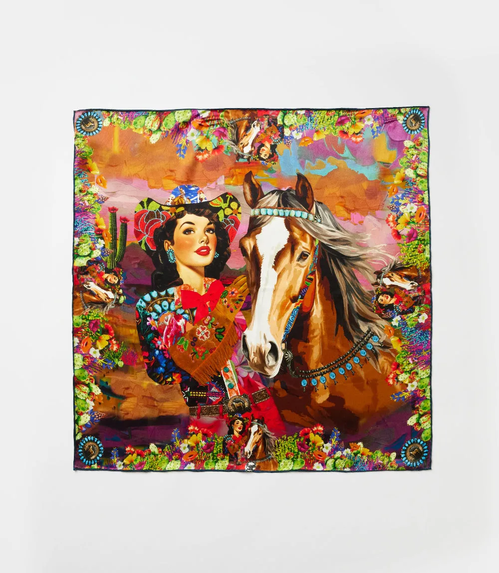 Queen Of The Rodeo Silk Scarf sold by Karen Kane