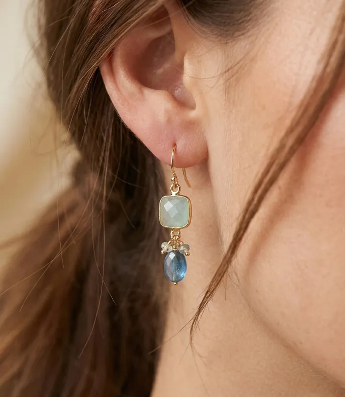 Aquamarine And Kyanite Gemstone Earrings sold by Karen Kane