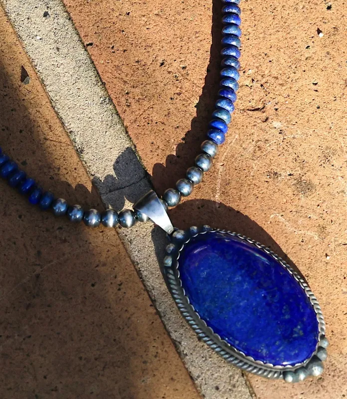 Lapis Beaded Pendant Necklace sold by Karen Kane