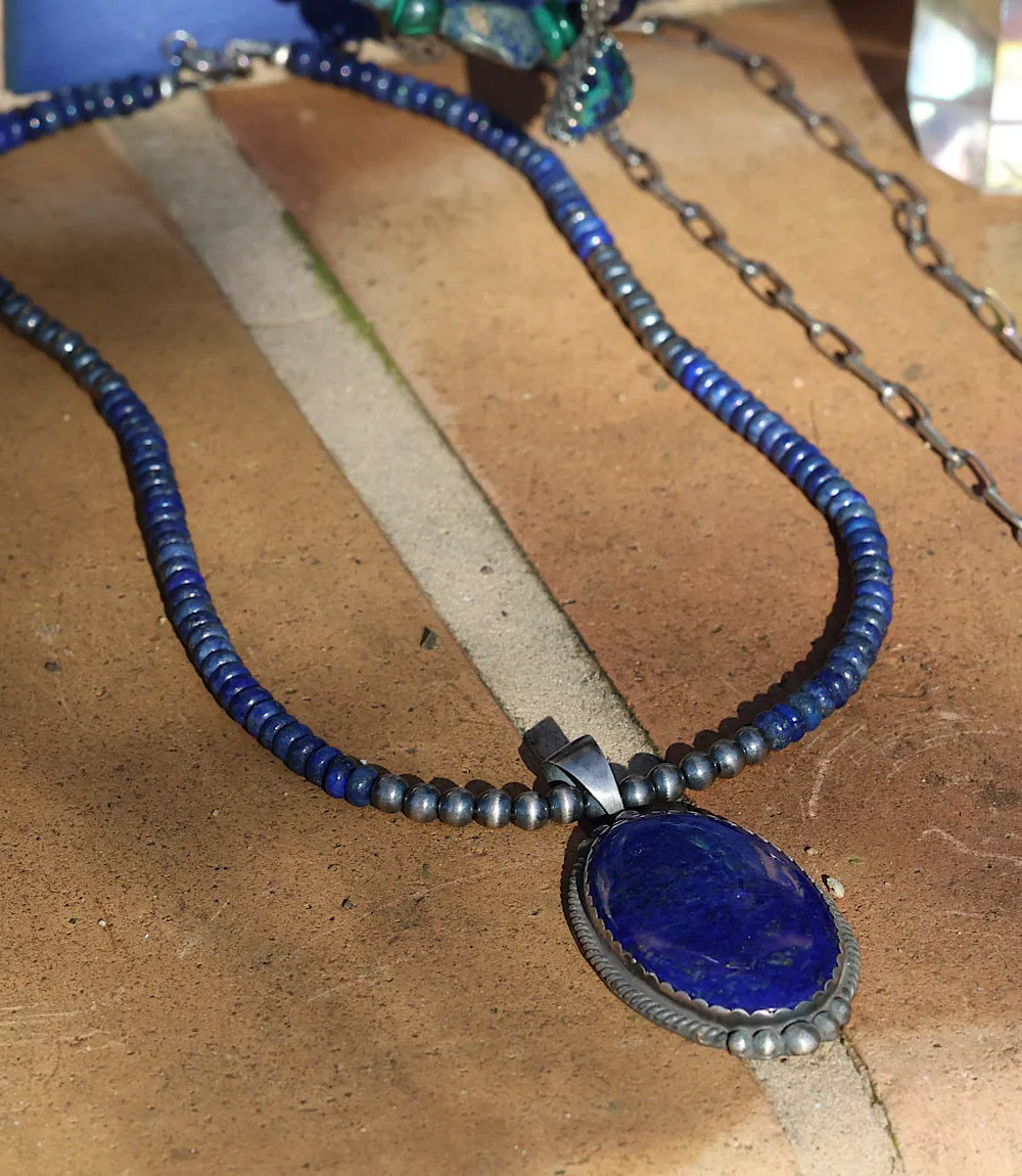 Lapis Beaded Pendant Necklace sold by Karen Kane product image thumbnail 5