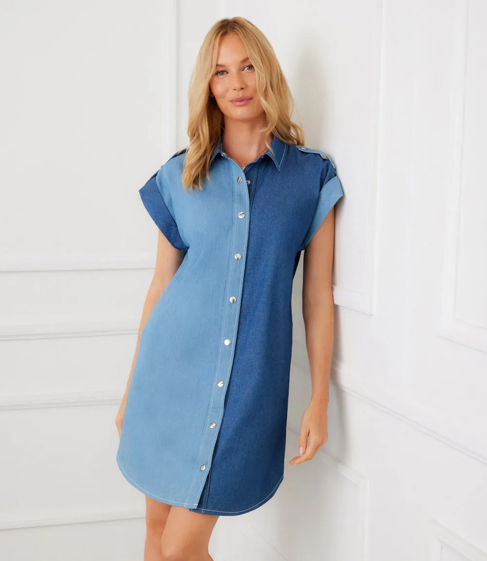 Cap Sleeve Denim Shirtdress sold by Karen Kane product image thumbnail 3