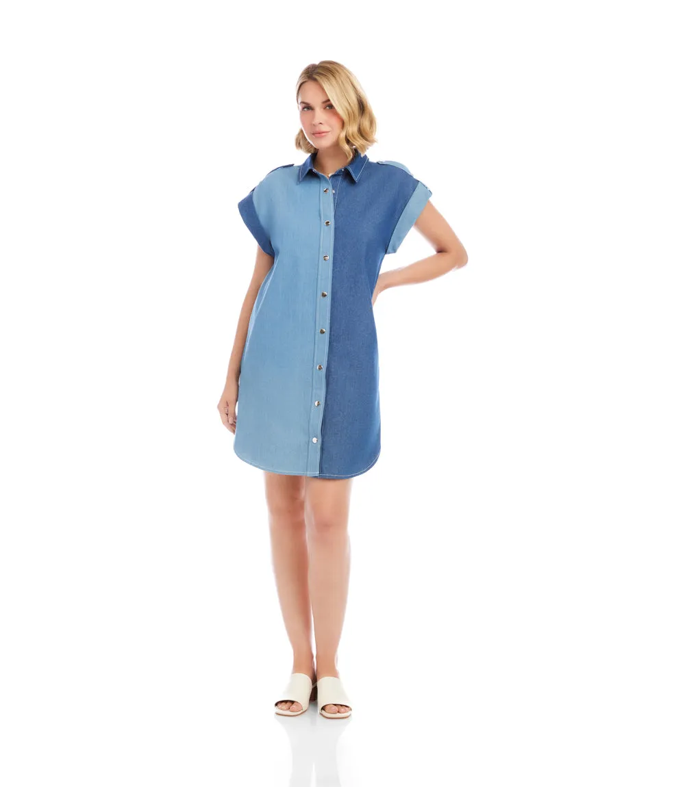Cap Sleeve Denim Shirtdress sold by Karen Kane product image thumbnail 4