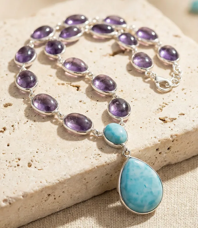 Larimar And Amethyst Necklace sold by Karen Kane