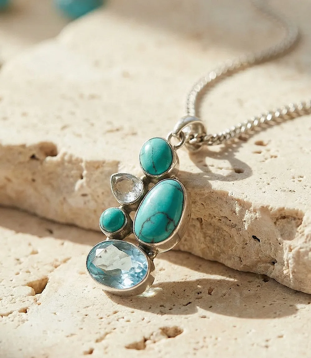 Organic Turquoise And Blue Topaz Necklace sold by Karen Kane