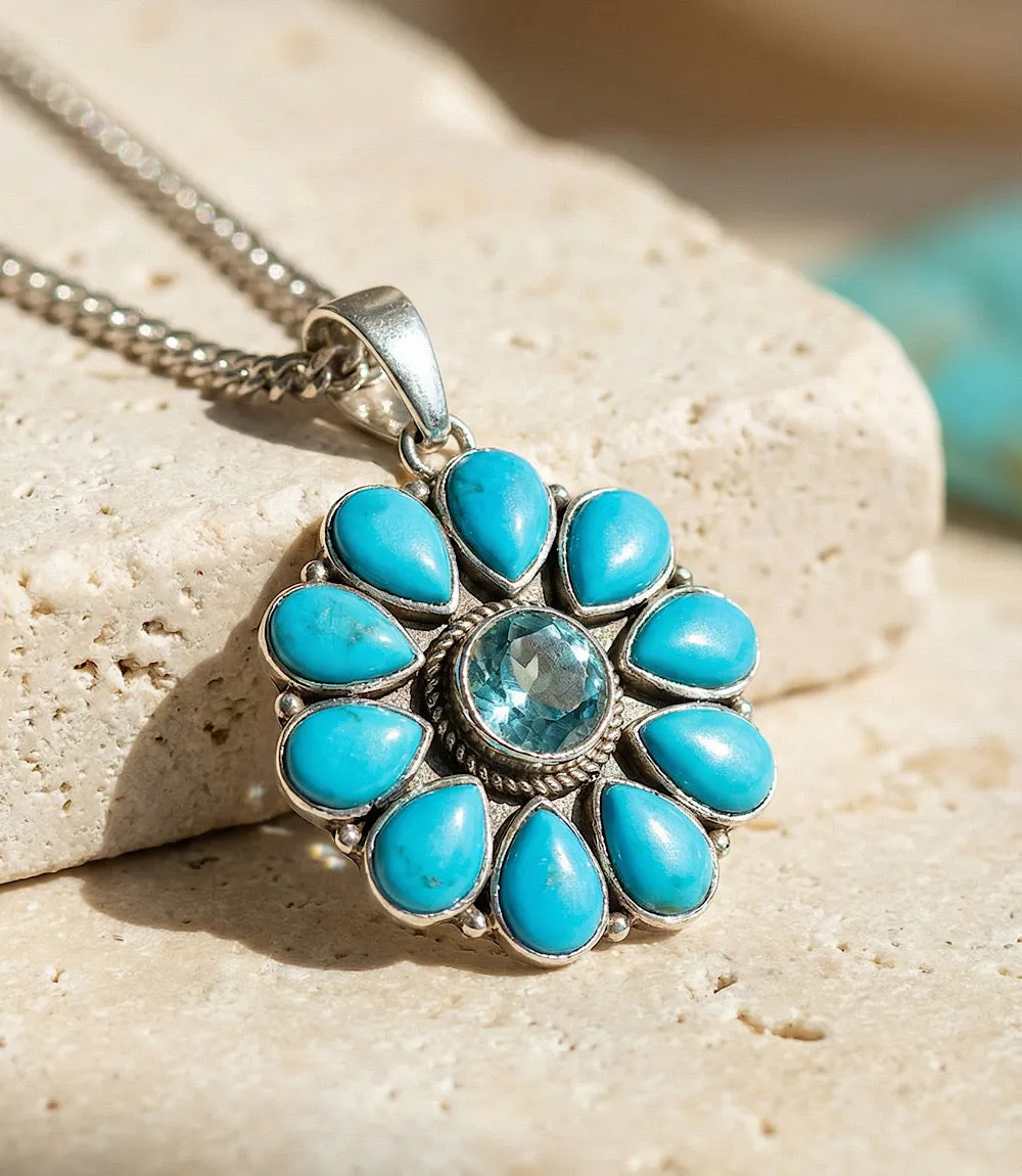 Turquoise And Blue Topaz Pendant Necklace sold by Karen Kane product image thumbnail 2