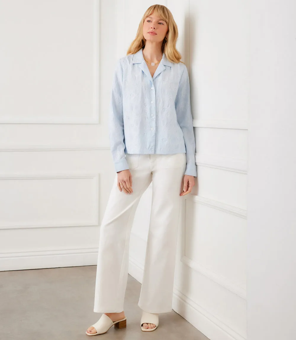 Petite Size Stripe Long Sleeve Embellished Button-Up Shirt sold by Karen Kane product image thumbnail 2