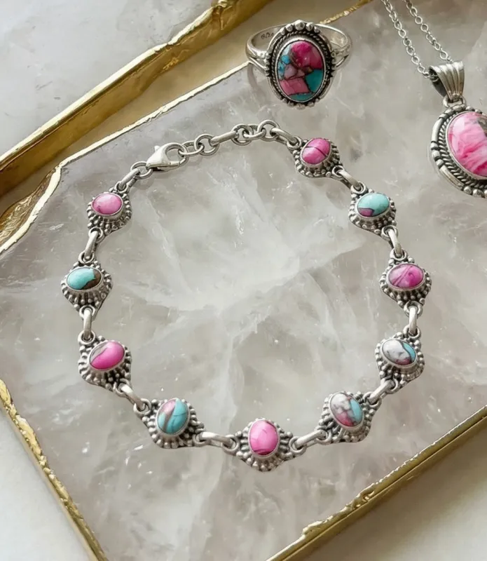 Cotton Candy Turquoise Chain Bracelet made by Karen Kane