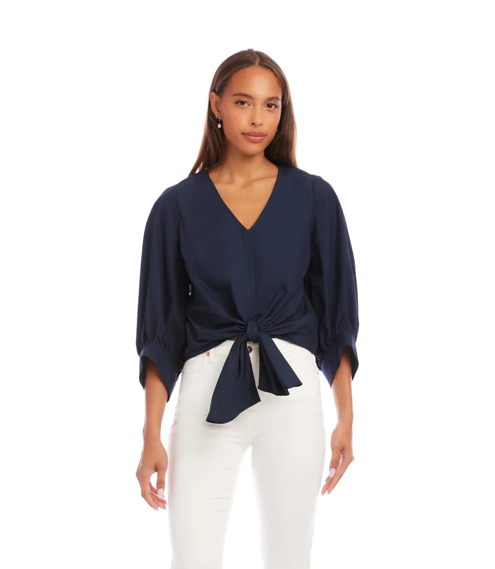 Blouson Sleeve Tie-Front Top sold by Karen Kane product image thumbnail 3