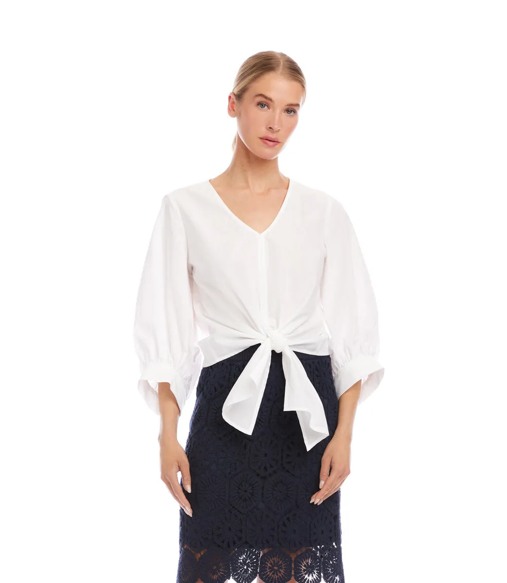 Blouson Sleeve Tie-Front Top sold by Karen Kane product image thumbnail 3