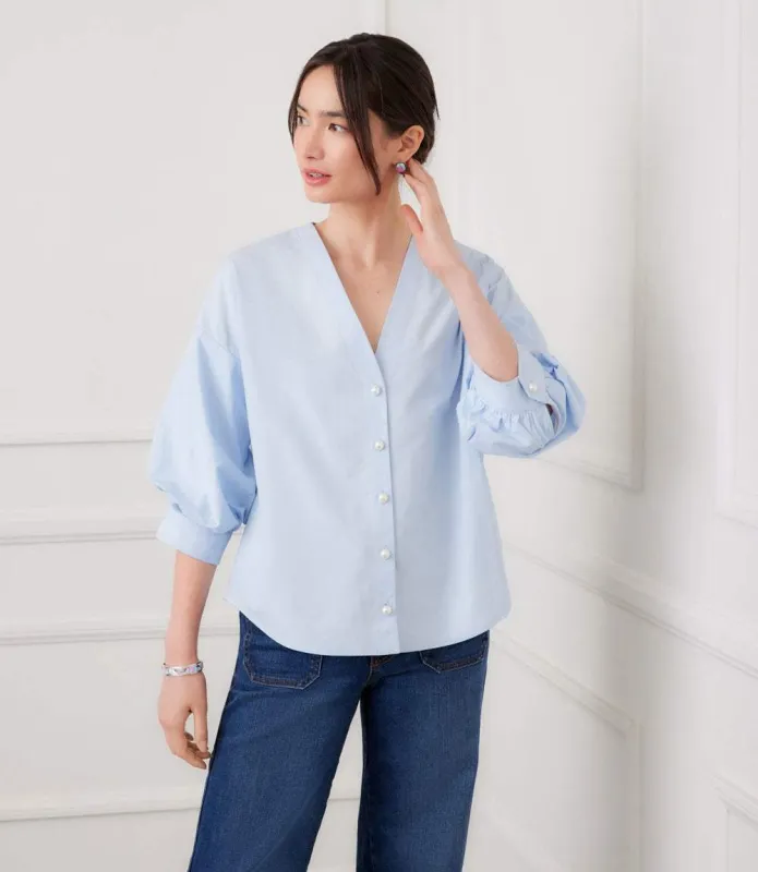 Lantern Sleeve Pearl Button Top made by Karen Kane