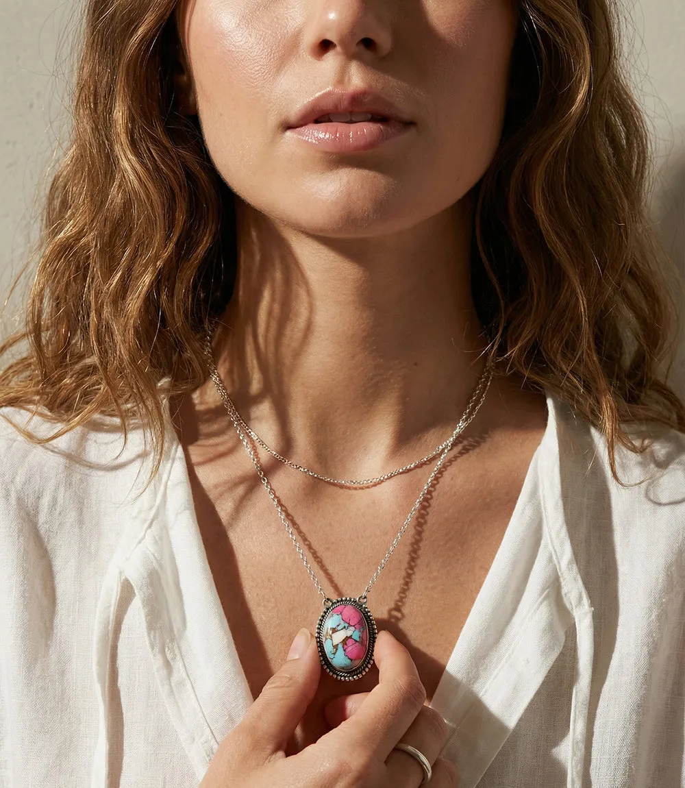 Cotton Candy Turquoise Oval Pendant Necklace sold by Karen Kane