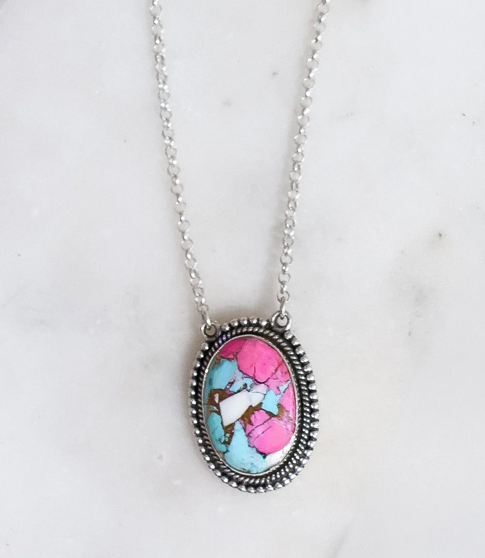 Cotton Candy Turquoise Oval Pendant Necklace sold by Karen Kane product image thumbnail 4