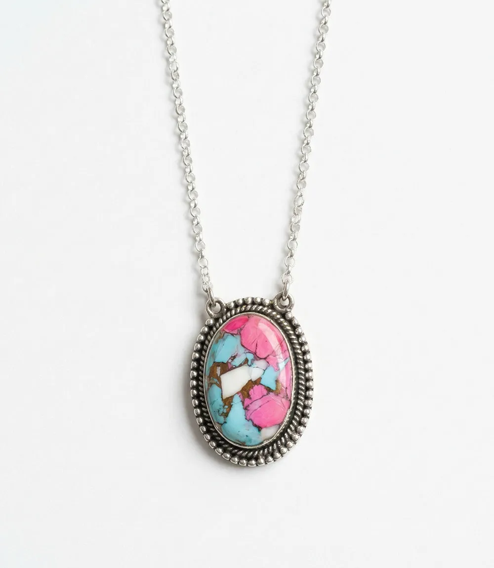 Cotton Candy Turquoise Oval Pendant Necklace sold by Karen Kane product image thumbnail 2
