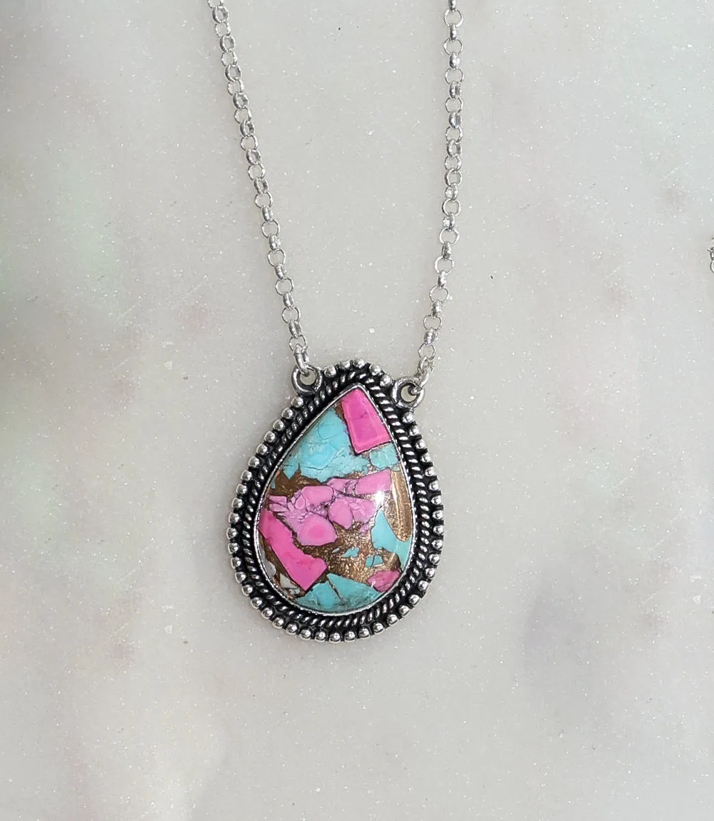 Cotton Candy Turquoise Teardrop Necklace sold by Karen Kane product image thumbnail 2