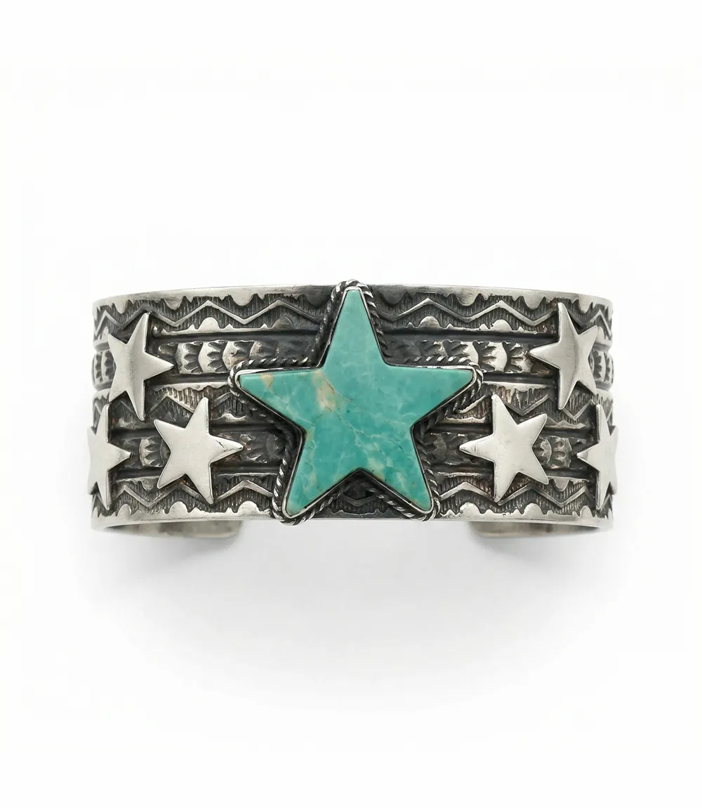 Sterling Silver Turquoise Star Cuff Bracelet sold by Karen Kane product image thumbnail 5