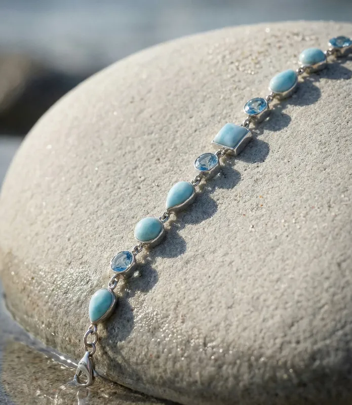 Larimar And Blue Topaz Link Bracelet sold by Karen Kane