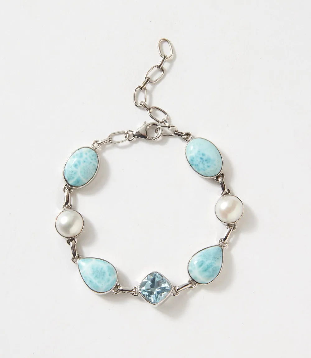 Larimar, Blue Topaz, Mother Of Pearl Link Bracelet sold by Karen Kane product image thumbnail 2