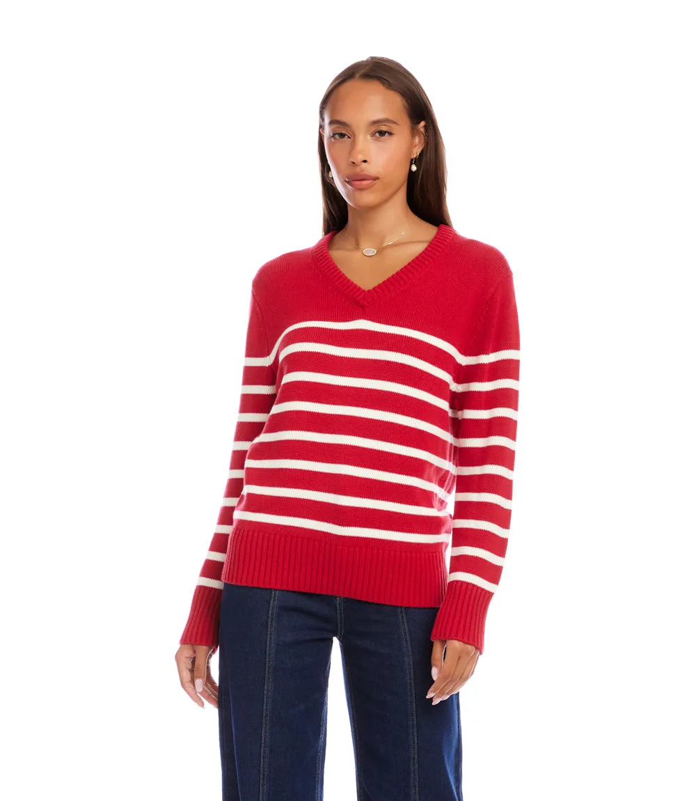 Stripe V-Neck Sweater sold by Karen Kane product image thumbnail 3