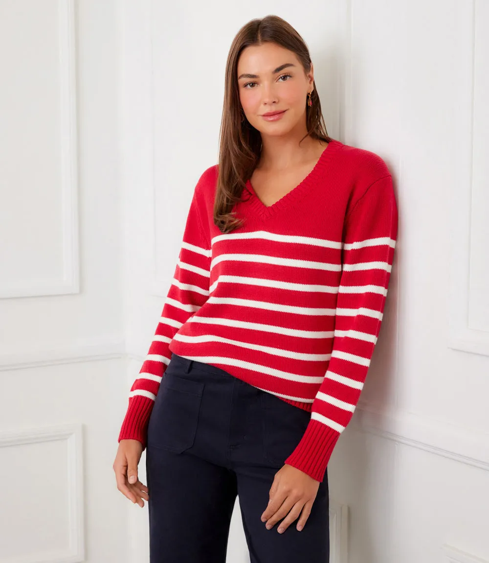 Stripe V-Neck Sweater sold by Karen Kane product image thumbnail 2