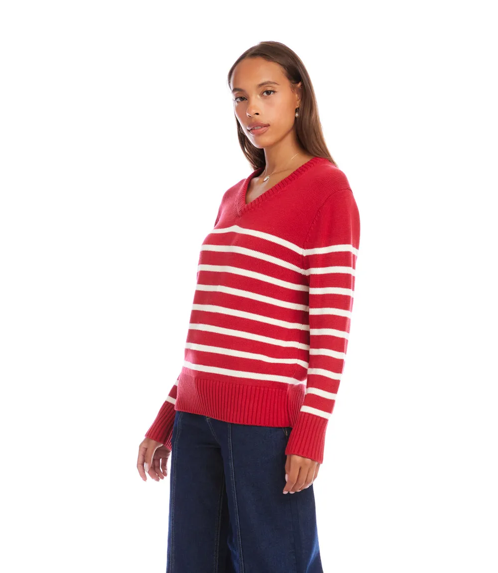 Stripe V-Neck Sweater sold by Karen Kane product image thumbnail 4