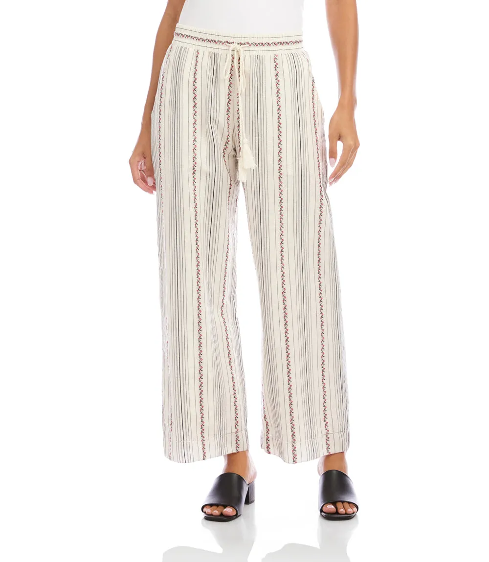 Stripe Embroidered Cropped Drawstring Pants sold by Karen Kane product image thumbnail 3