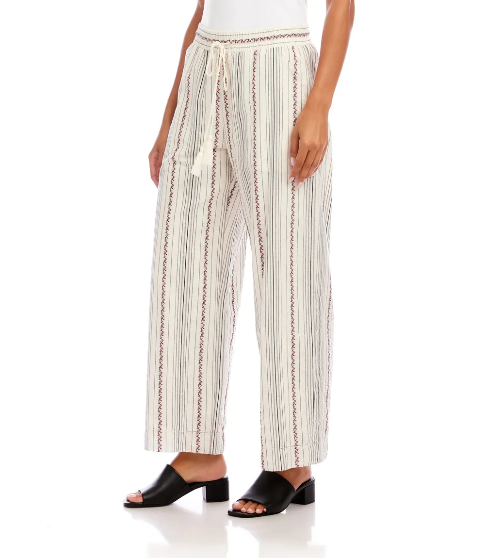 Stripe Embroidered Cropped Drawstring Pants sold by Karen Kane product image thumbnail 4