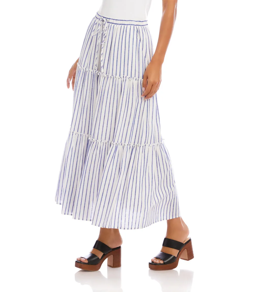 Petite Size Stripe Tiered Midi Skirt sold by Karen Kane product image thumbnail 4