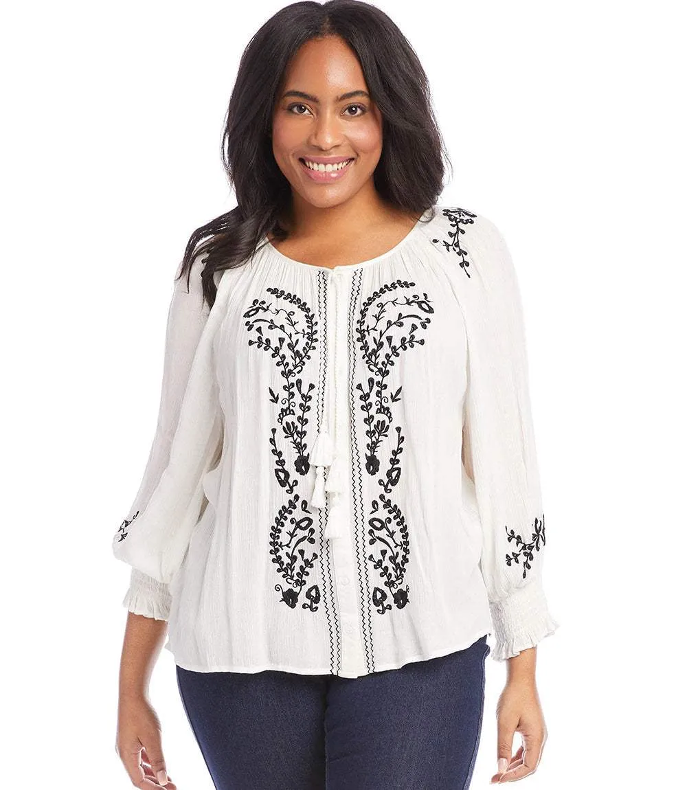 Plus Size Embroidered Peasant Top sold by Karen Kane product image thumbnail 2