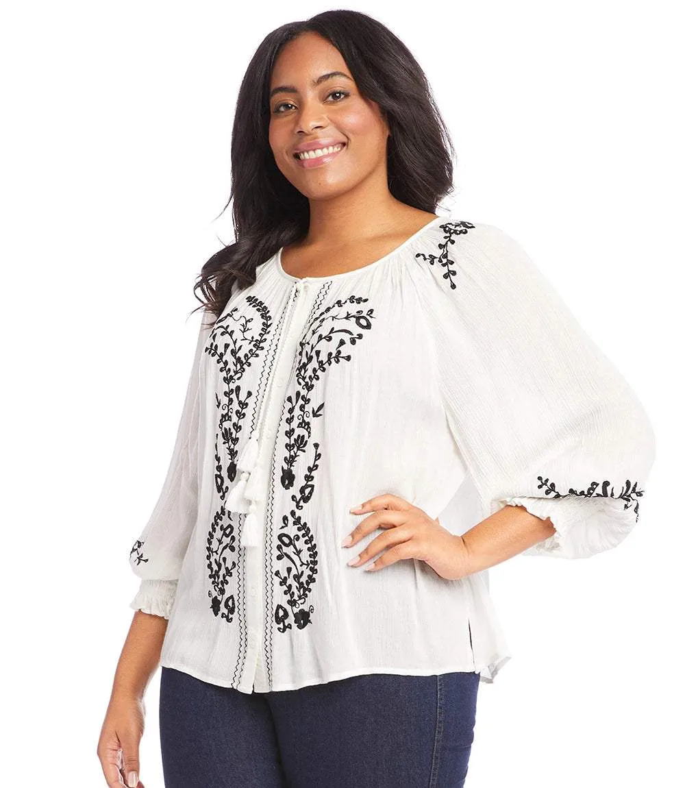 Plus Size Embroidered Peasant Top sold by Karen Kane product image thumbnail 3