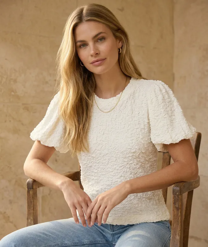 Puff Sleeve Textured Top made by Karen Kane