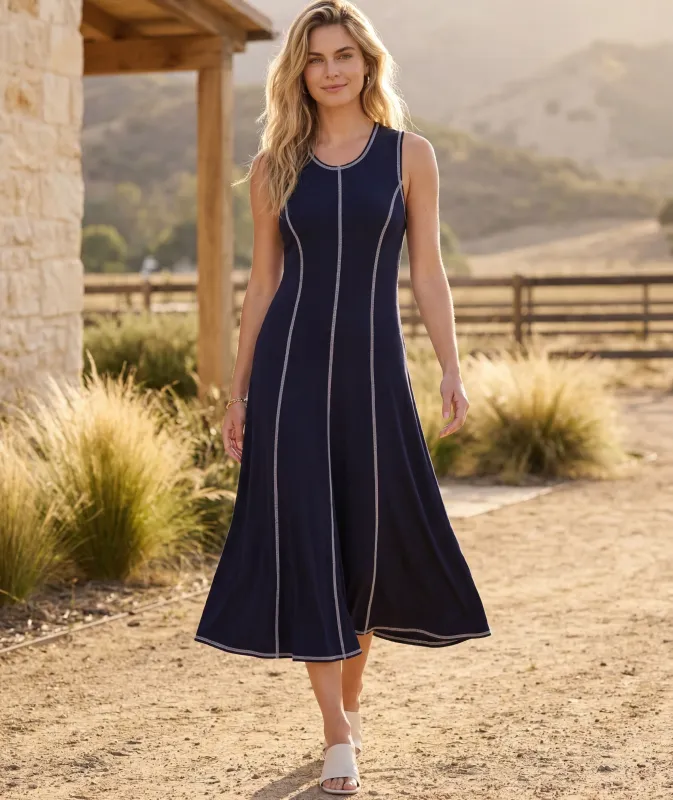 Sleeveless Stitch Detail Midi Dress made by Karen Kane