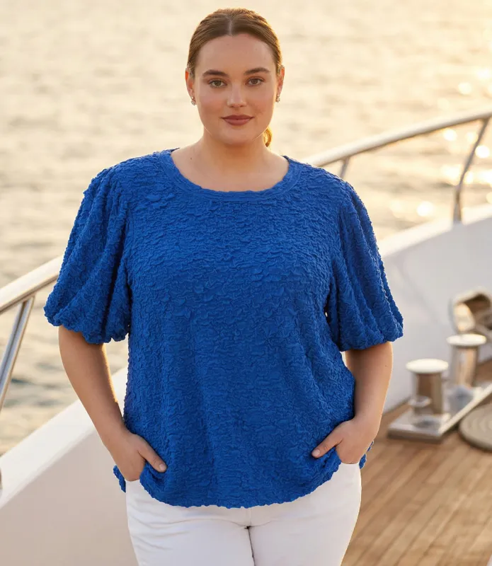 Plus Size Puff Sleeve Textured Top made by Karen Kane