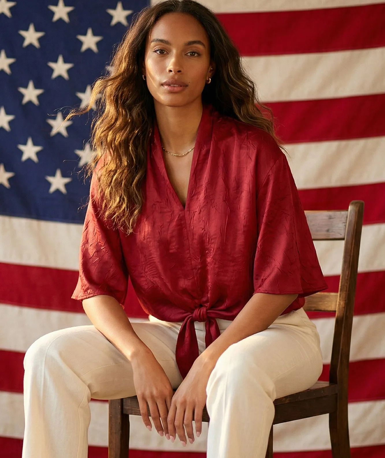 Flare Sleeve Tie-Front Top sold by Karen Kane