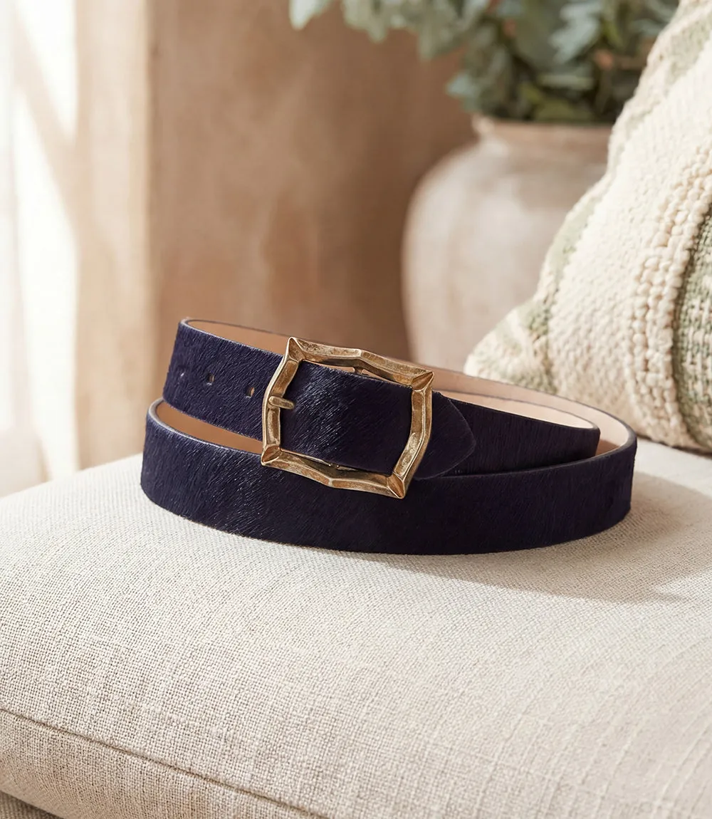 Streets Ahead Calf Hair Antique Buckle Belt sold by Karen Kane