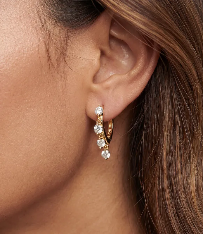 Dangling Crystal Huggie Earrings made by Native Gem