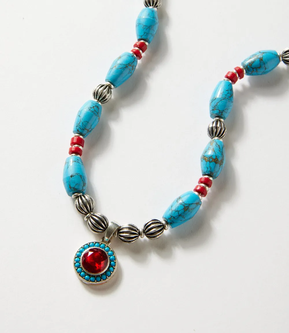 Turquoise And Red Coral Pendant Necklace sold by Karen Kane product image thumbnail 2