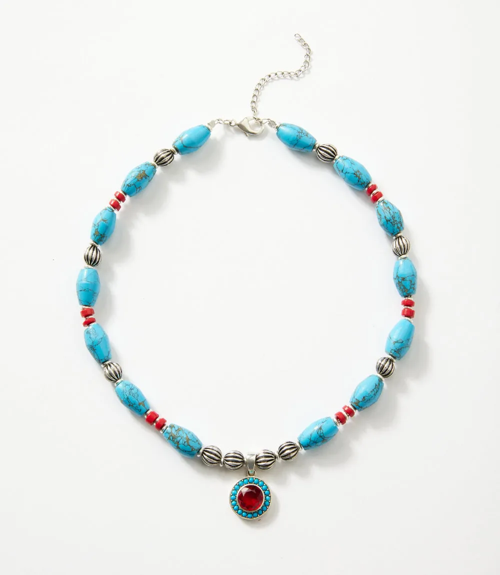 Turquoise And Red Coral Pendant Necklace sold by Karen Kane product image thumbnail 4