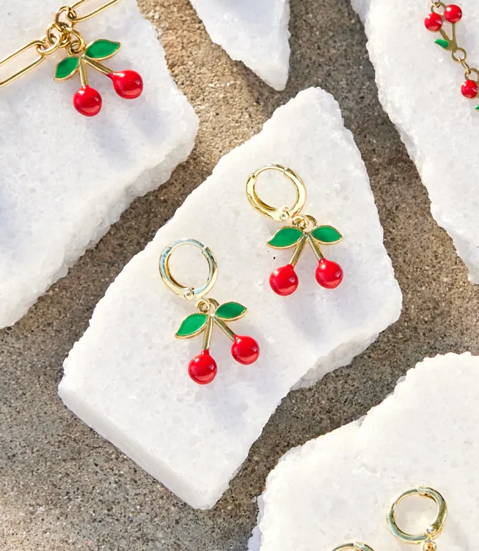 Cherry Huggie Earrings made by Karen Kane