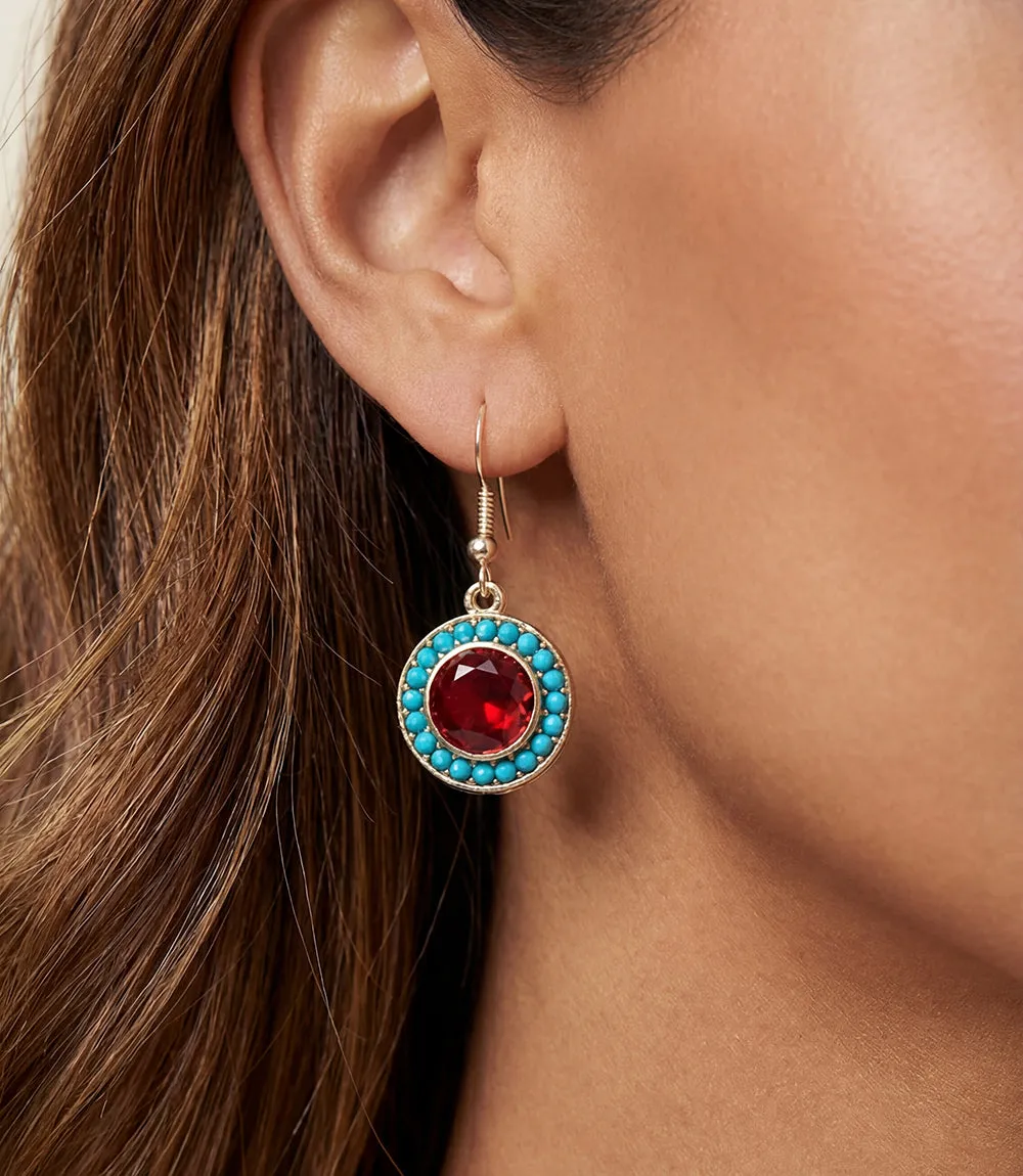 Turquoise And Red Coral Drop Earrings sold by Karen Kane