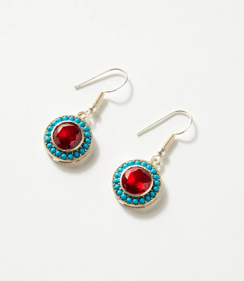 Turquoise And Red Coral Drop Earrings sold by Karen Kane product image thumbnail 5
