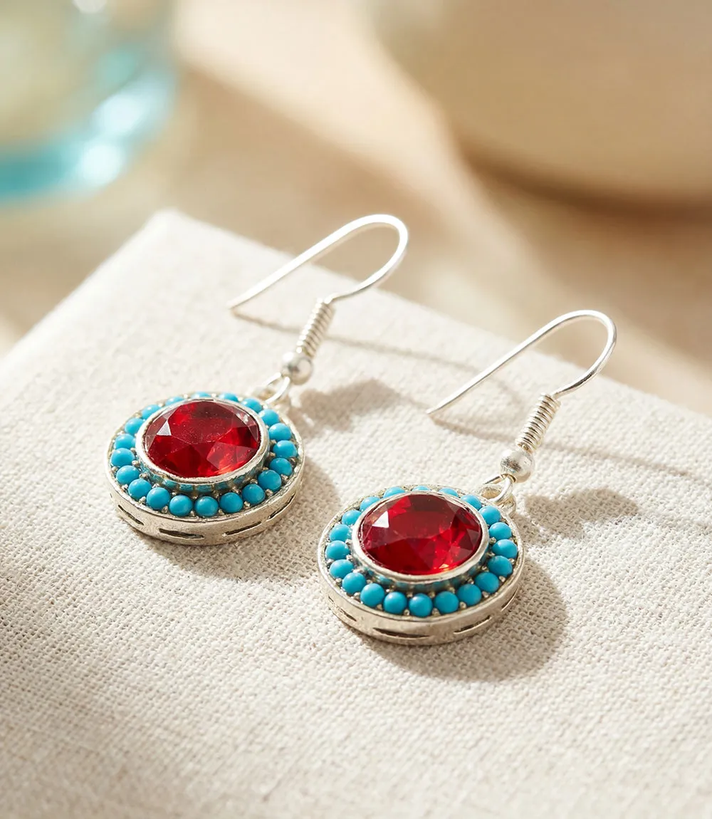 Turquoise And Red Coral Drop Earrings sold by Karen Kane product image thumbnail 3