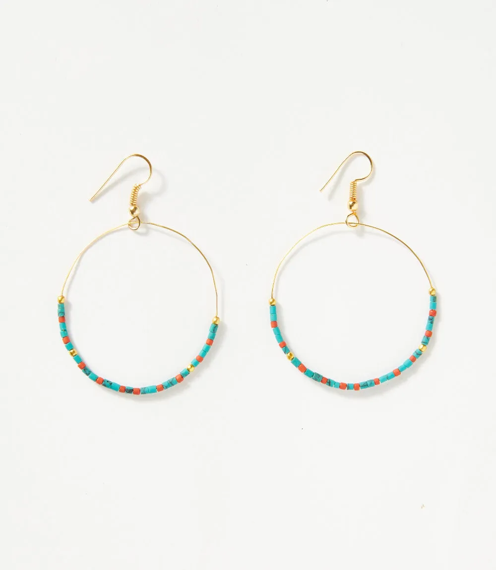Turquoise And Red Coral Hoop Earrings sold by Karen Kane product image thumbnail 5