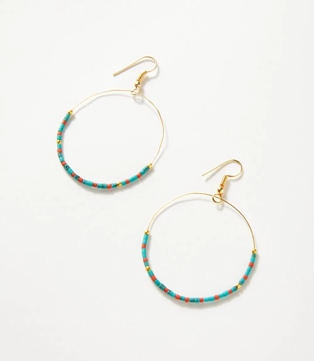 Turquoise And Red Coral Hoop Earrings sold by Karen Kane product image thumbnail 4
