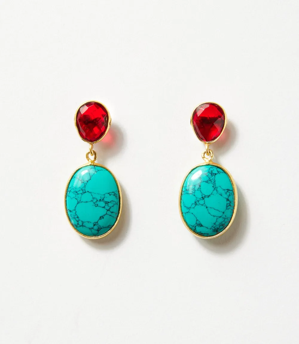 Turquoise And Red Coral Earrings sold by Karen Kane product image thumbnail 3