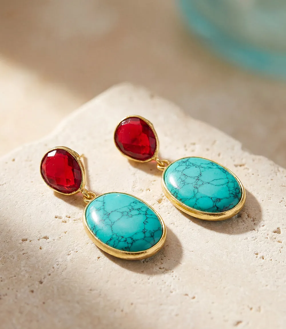 Turquoise And Red Coral Earrings sold by Karen Kane product image thumbnail 2