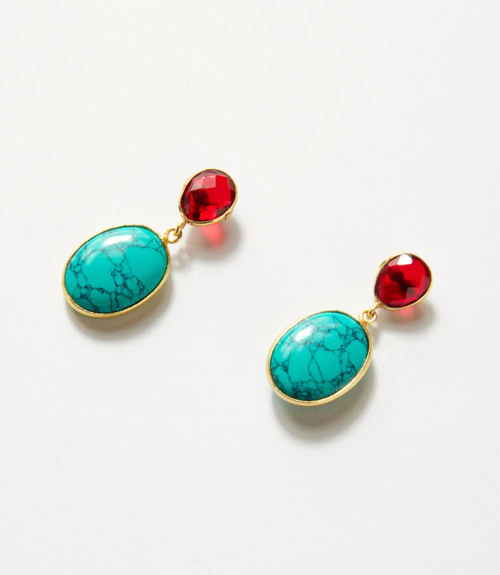 Turquoise And Red Coral Earrings sold by Karen Kane product image thumbnail 4