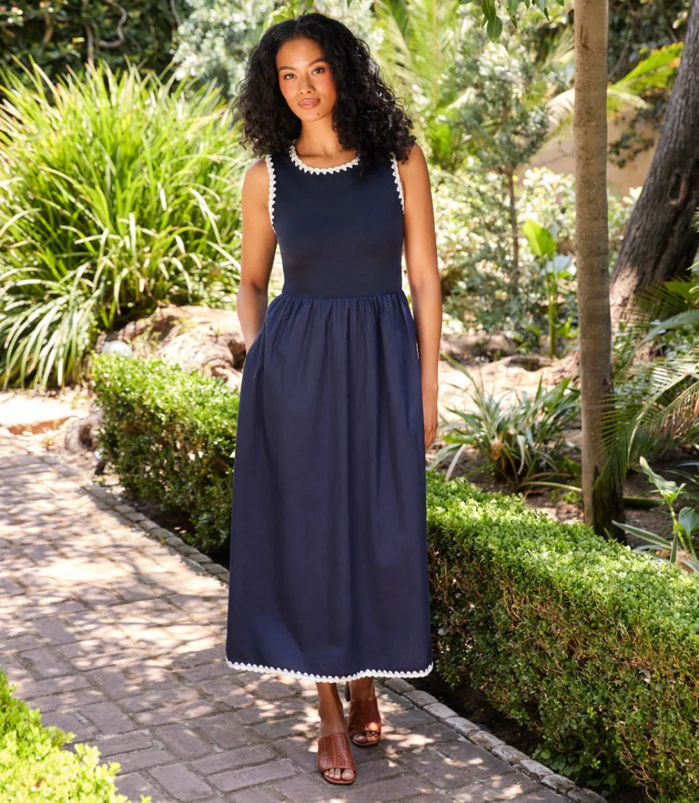 Sleeveless Edge Stitch Contrast Midi Dress sold by Karen Kane