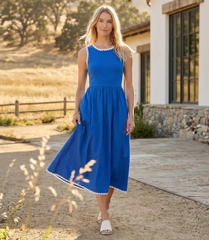 Sleeveless Edge Stitch Contrast Midi Dress made by Karen Kane